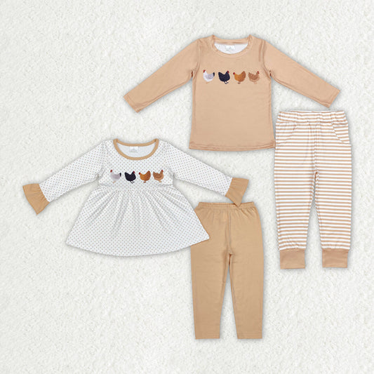 Baby Boy Girl Long Sleeves Fall Chicken Farm Sibling Outfit Clothes Set