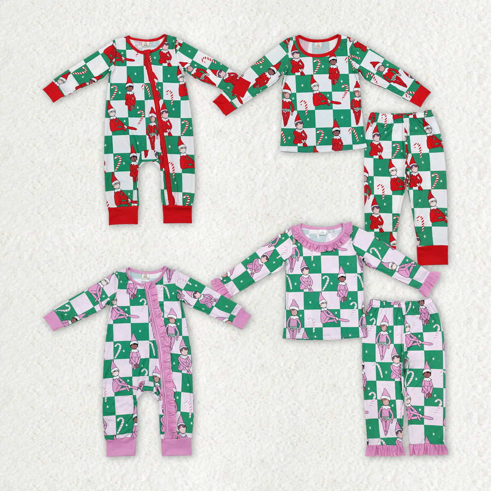 Baby Boy Girl Christmas Shelf Sibling Bamboo Romper Pajamas Clothes Bamboo Set