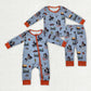 Baby Boy Long Sleeves Western Rodeo Sibling Bamboo Romper Pajamas Clothes Set