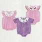 Baby Girl Infant Short Sleeves Checkered Smocked Sibling Holiday Bubble Romper