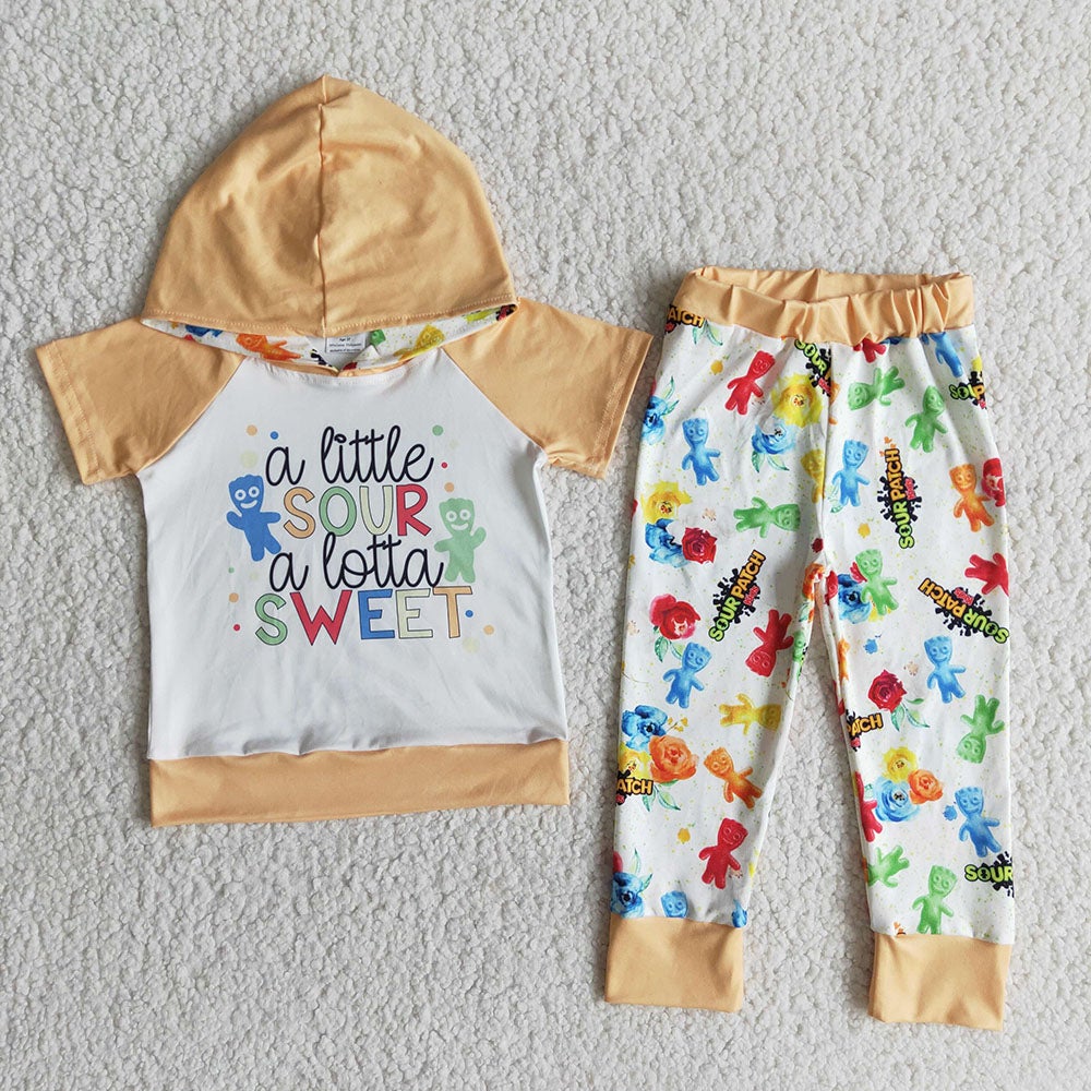 Promotion Baby Boy Sweet Hoodie Tops Pants Set