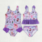 Baby Girl Sleeveless Purple Singer Sibling Sister Bathing Swimsuit