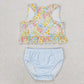 Baby Girl Bathing Suit Floral Tops Stripes Shorts Set Swimsuit