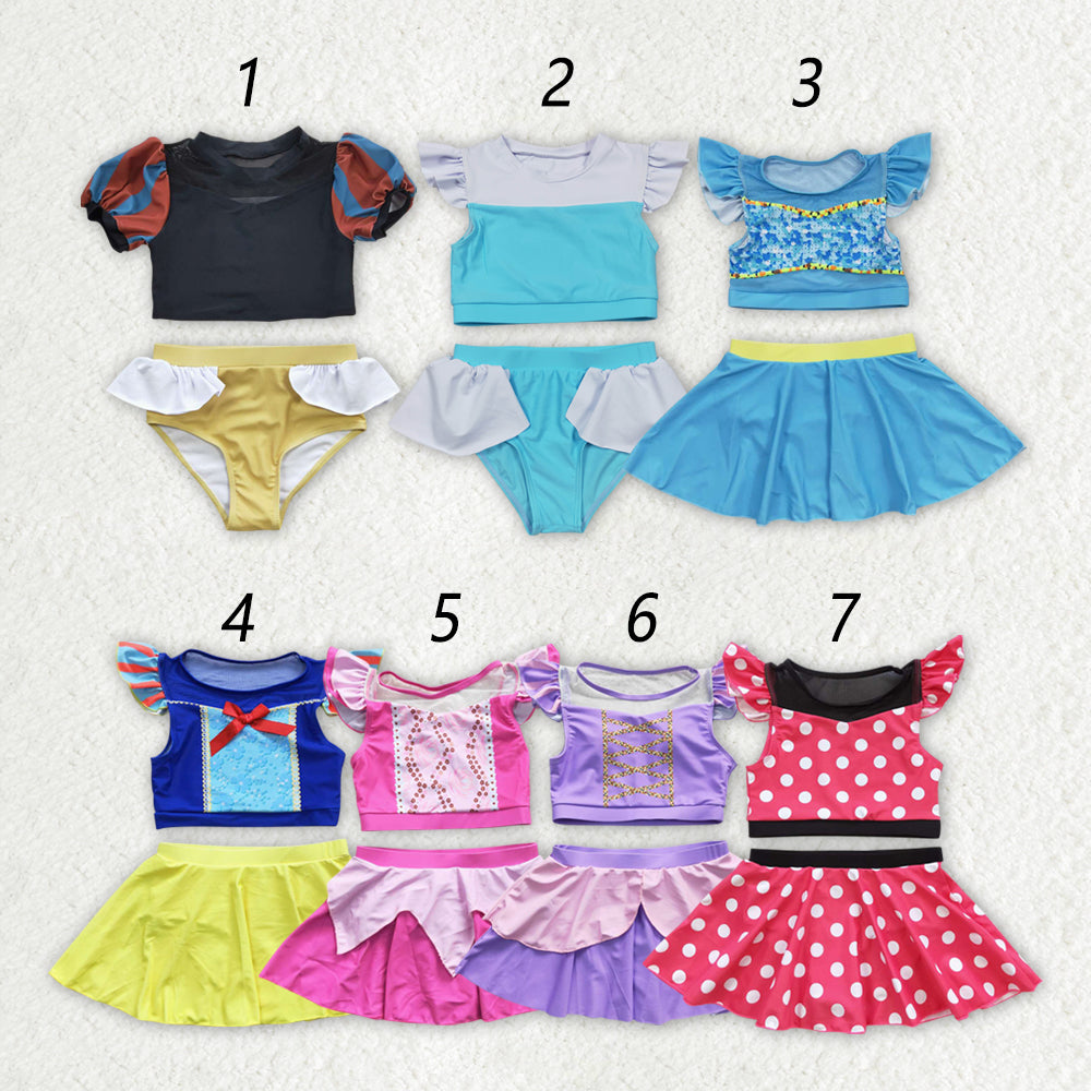 Baby Girl Short Sleeves Princess Sibling Beach Wear Swimsuit