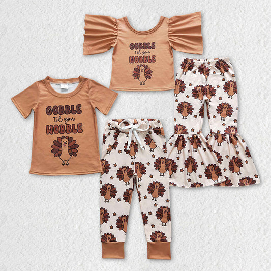 Baby Boy Girl turkey Thanksgiving Sibling Set