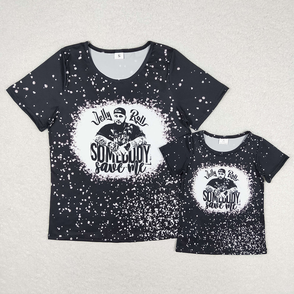 Mom & Me Singer Short Sleeve Tee Black Shirt Tops