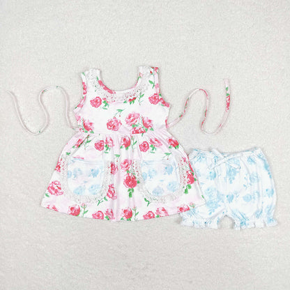 Baby Girl Sleeveless Floral Tunic Tops Shorts Sibling Sister Clothes Set