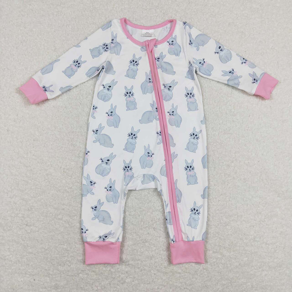 Baby Boy Girl Easter Rabbits Sibling Romper Pajamas Set