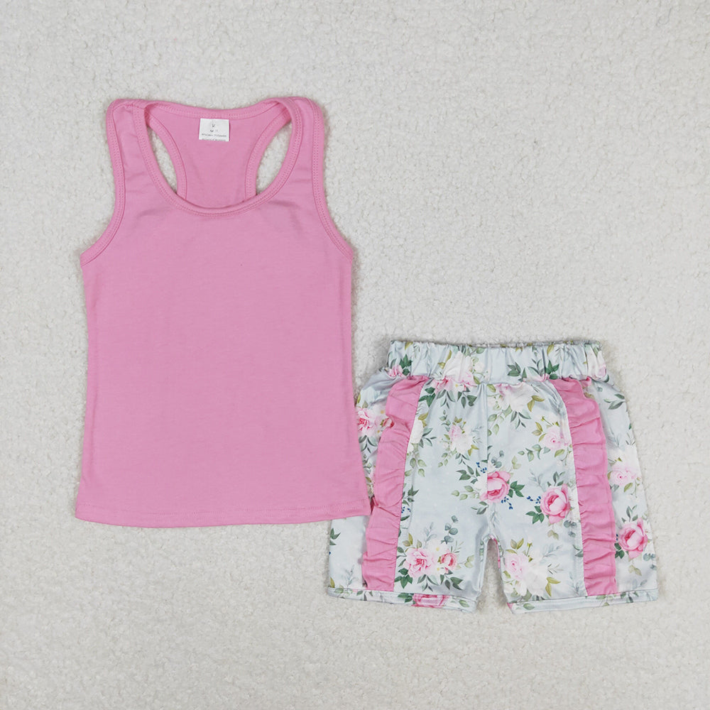 Baby Girl Sleeveless Sibling Sister Floral Shorts Set