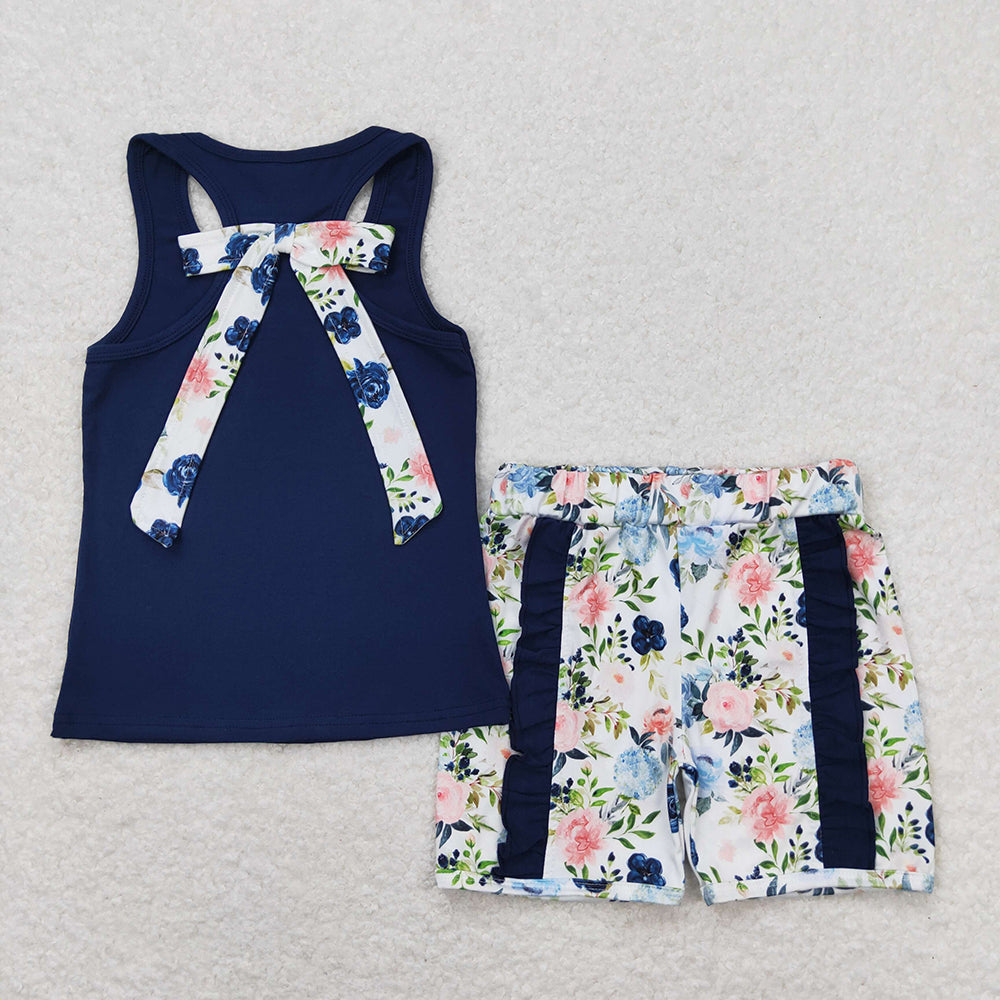 Baby Girl Sleeveless Sibling Sister Floral Shorts Set