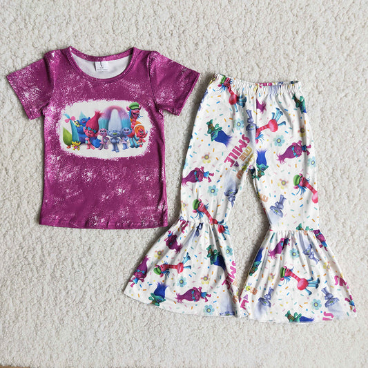 Promotion Purple Baby Girl Bell Pants Set