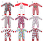 Baby Boy Girl Infant Long Sleeves Valentines Hearts Sibling Zipper Sleeper Romper