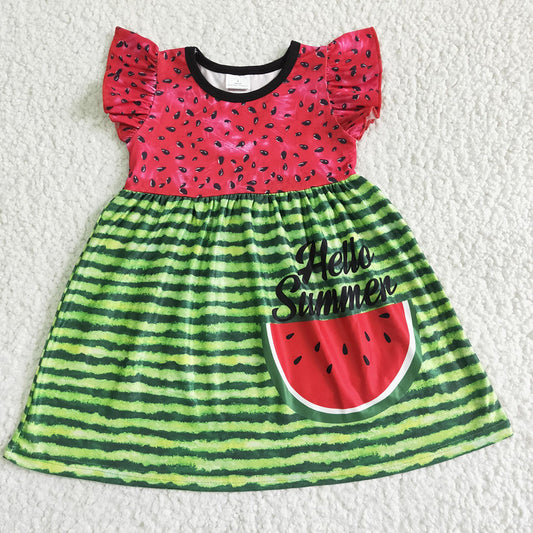 Promotion Baby Girl Short Sleeves Watermelon Summer Dress