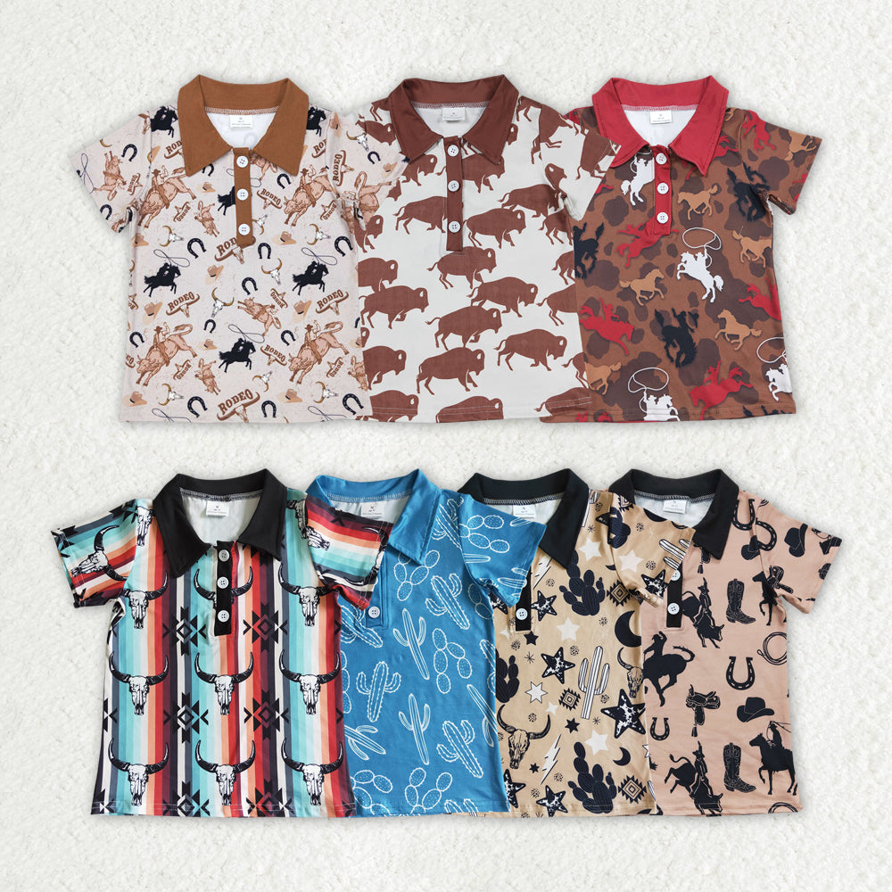 Baby Boys Western Sibling Brother Short Sleeve Buttons Pullovers Shirts