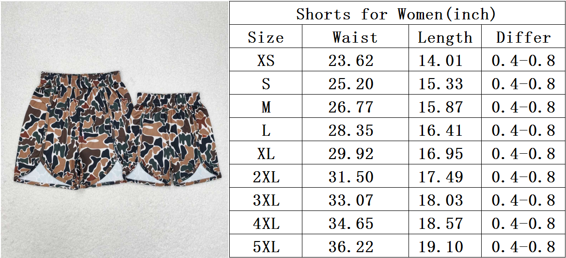 Adult Women Summer Camo Bottoms Shorts