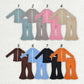 Baby Girl Long Sleeves Zipper Tops Bell Pants Yoga Active Outfit Sibling Clothes RTS