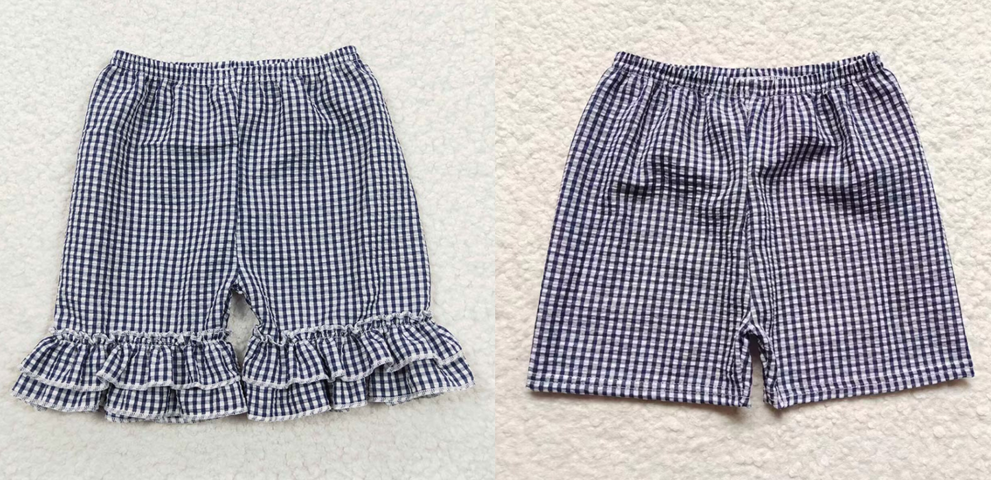 SS0075 Baby Boy Gilr Plaid Seersucker Shorts