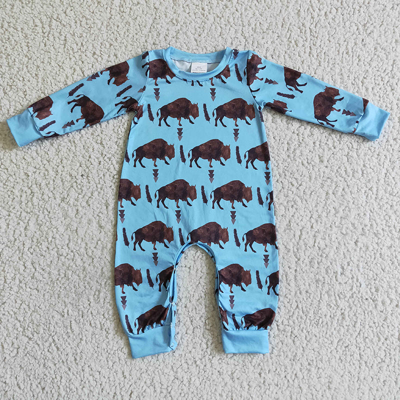 LR0057 Baby Boy Western Cow Romper
