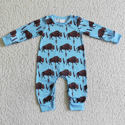 LR0057 Baby Boy Western Cow Romper