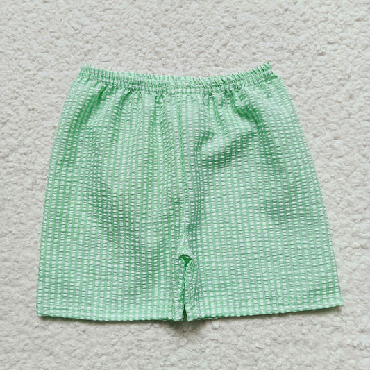 SS0078 Baby Boy Green Plaid Seersucker Shorts
