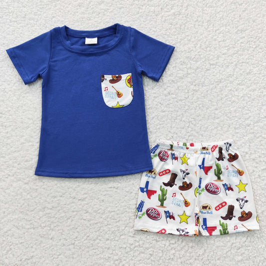 BSSO0225 Baby Boy Pocket Short Sleeves Shirt Shorts Summer Outfit