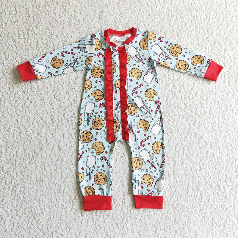 LR0186 Baby Boy Christmas Milk Cookie Romper