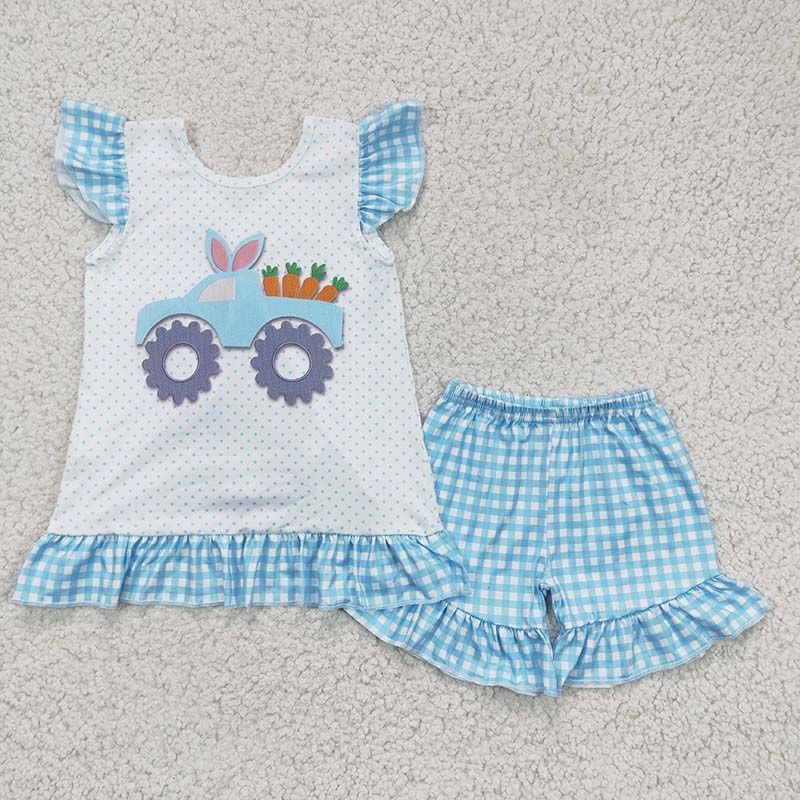 GSSO0127 Easter Baby Girl Rabbit carrot truck Shorts Outfit