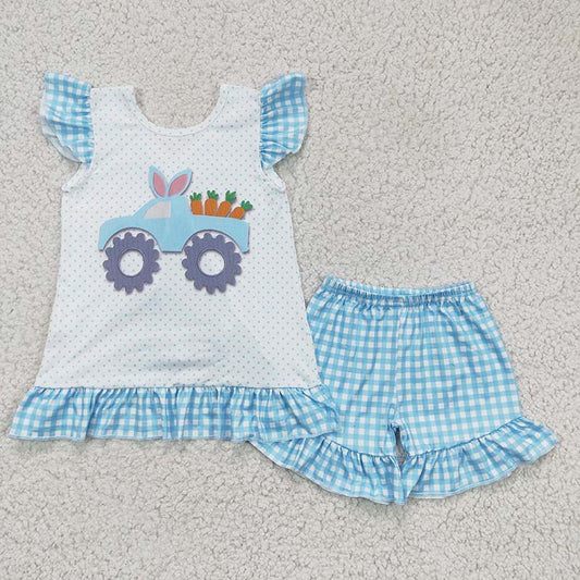 GSSO0127 Easter Baby Girl Rabbit carrot truck Shorts Outfit