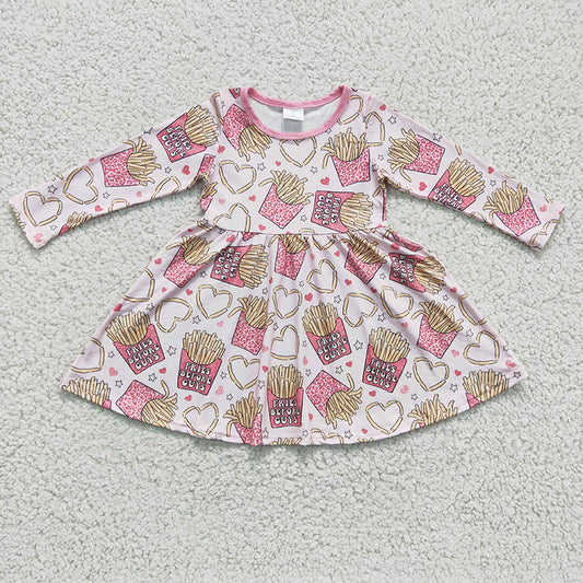 GLD0159 Baby Girl Fries Heart Twirl Valentine's Dress