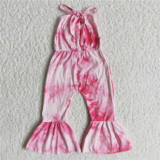 A5-16 Pink Tie Dye One-piece Cotton Jumpsuit