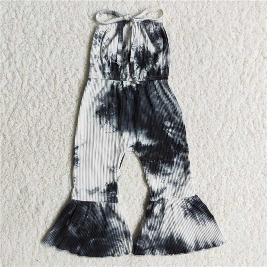 Neck Tie Dye One-piece Cotton Jumpsuit