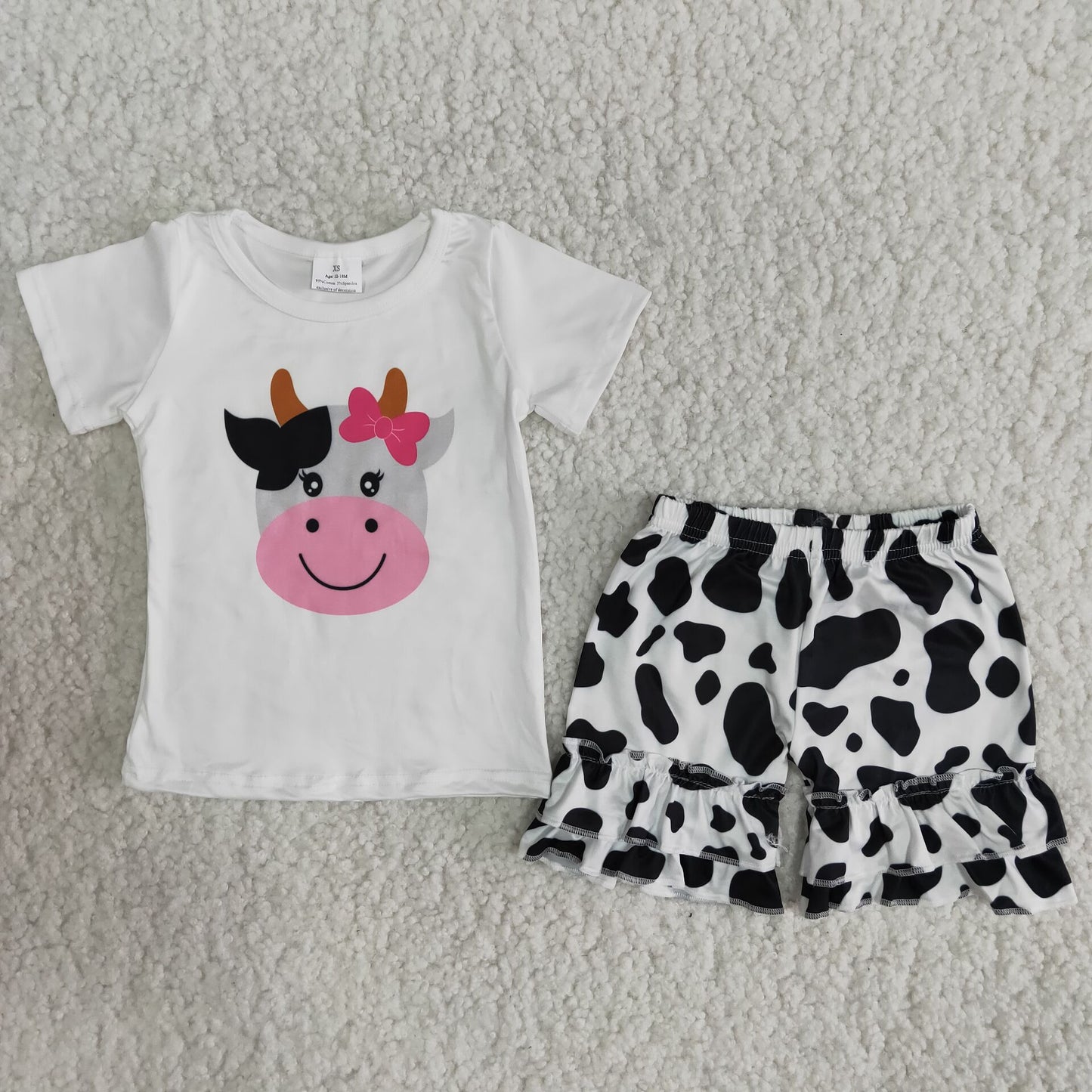 Baby Girl Cow Print Shorts Summer Outfit