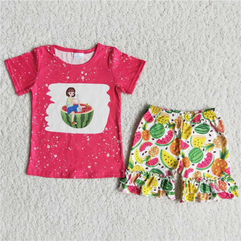 Baby  Girl Summer Watermelon Shorts Outfit