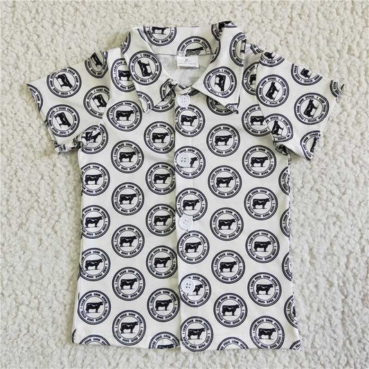 BT0016 Baby Boy Summer Cow Shirt