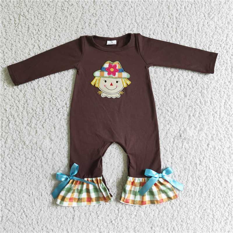 LR0035 Baby Girl Embroidery Thanksgiving Romper