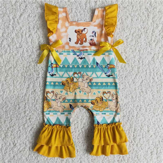 Lion Ruffle Baby Girl Romper