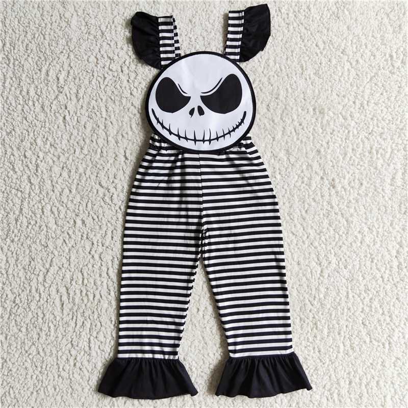 SR0081 Baby Girl Halloween Black Striped Romper