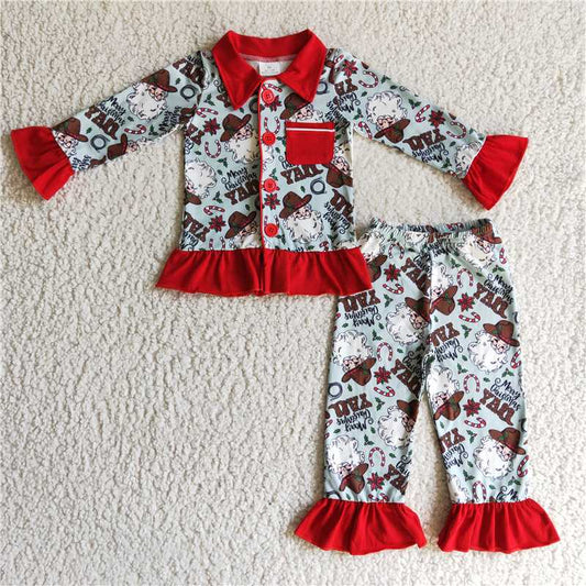 GLP0216 Christmas Santa Baby Girl Pajamas Sleepwear Set