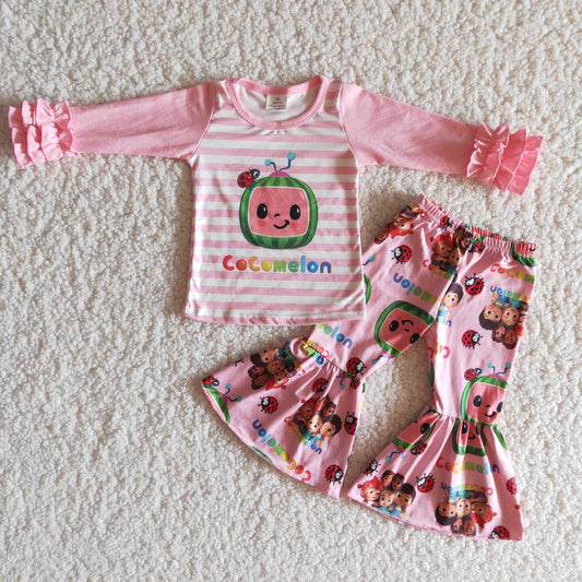 Baby Girl Pink Ruffle Long Sleeve Pants Outfit