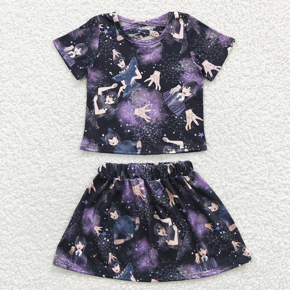 GSD0320 Baby Girl Short Sleeves Shirt Skirt Movie Summer Outfit