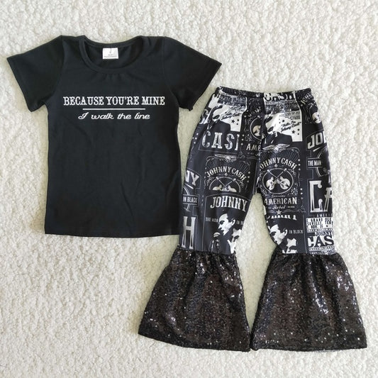 Baby Girl Sequin Guitar Singer Bell Pants Music Outfit