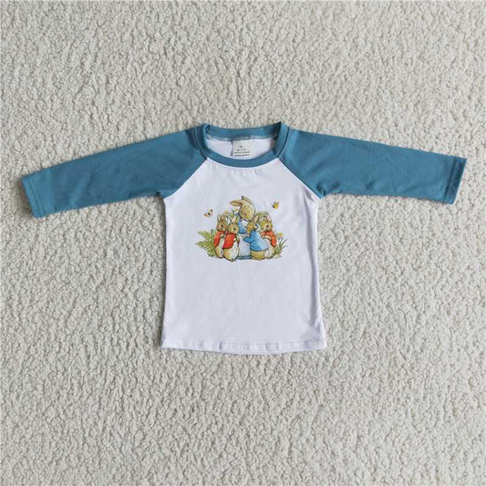 Easter Baby Boy Blue Rabbit Bunny Long Sleeve Shirt