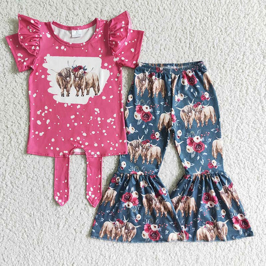 GSPO0090 Baby Girl Western Cow Pants Outfit