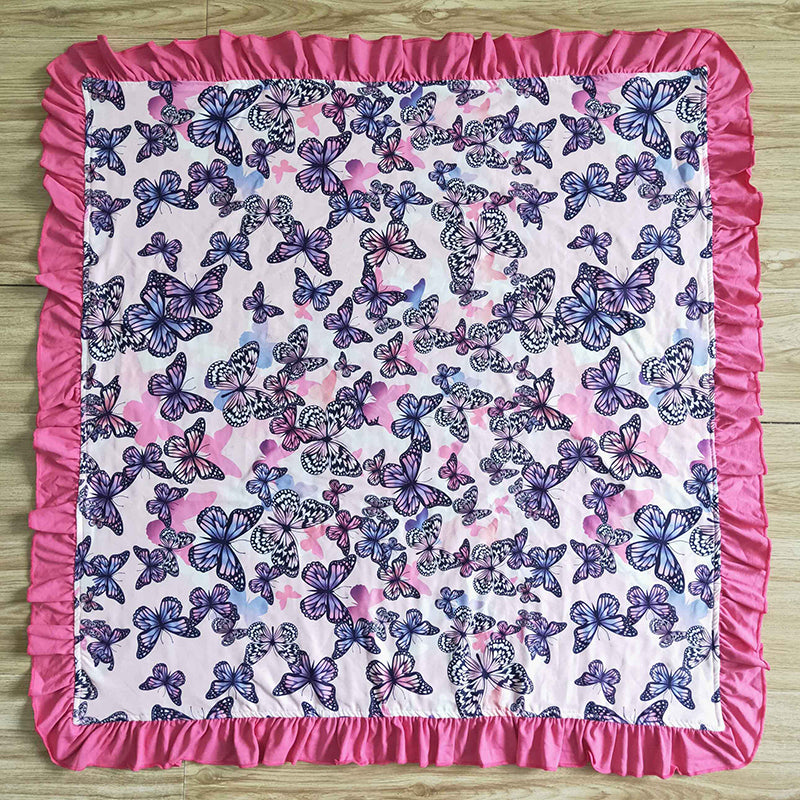 BL0001 Butterfly Baby Girl Rose Red Blanket