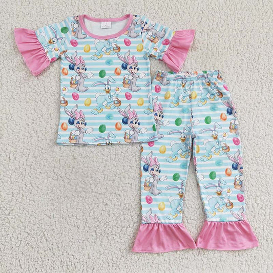 GSPO0313 Easter Baby Girl Egg Cartoon Pajamas Outfit