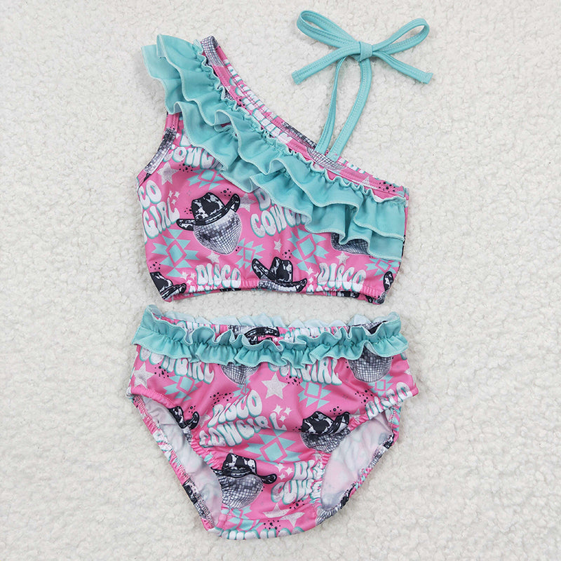S0097 Baby Girl Western Cow Bathing Suit Swimsuit Summer Outfit