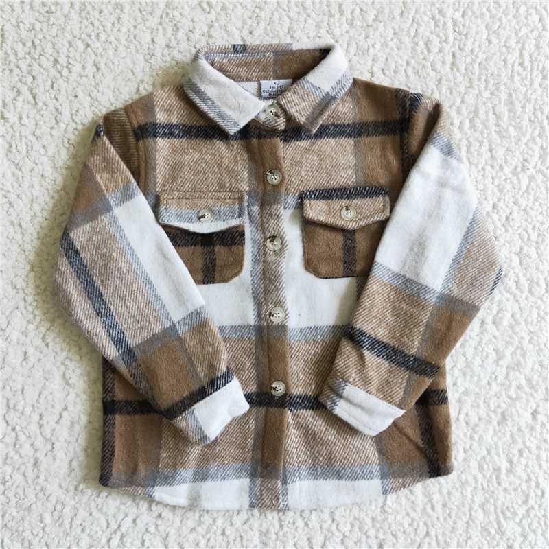 BT0062 Boy Long Sleeve Plaid Shirt