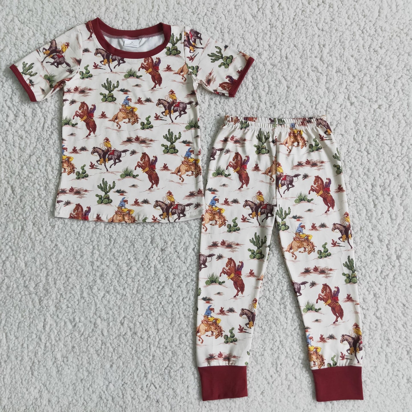 D4-14 Western Horseman Short Sleeve Pants Pajamas Outfit