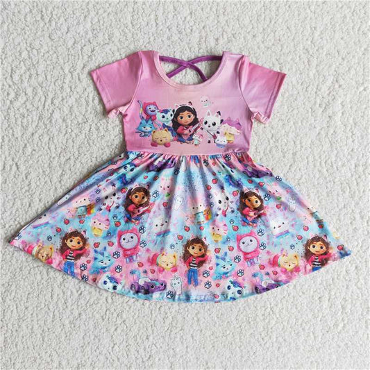 B1-3 Summer Cute Cat Baby Girl Twirl Dress