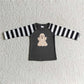 GLP0180 Baby Girl Halloween Embroidery Ghost Striped Pants Grey Outfit
